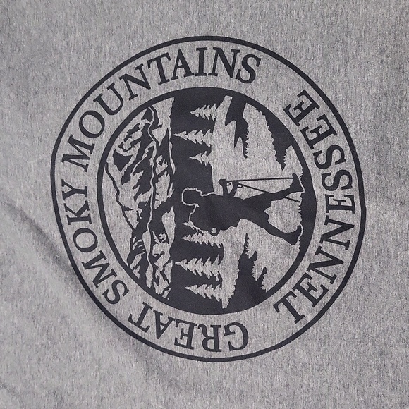 2 Mens graphic t-shirt lot XL yellow Fox active tee gray Smoky mountains  shirts - Picture 2 of 8